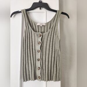 Ribbed Button-Down Tank Top